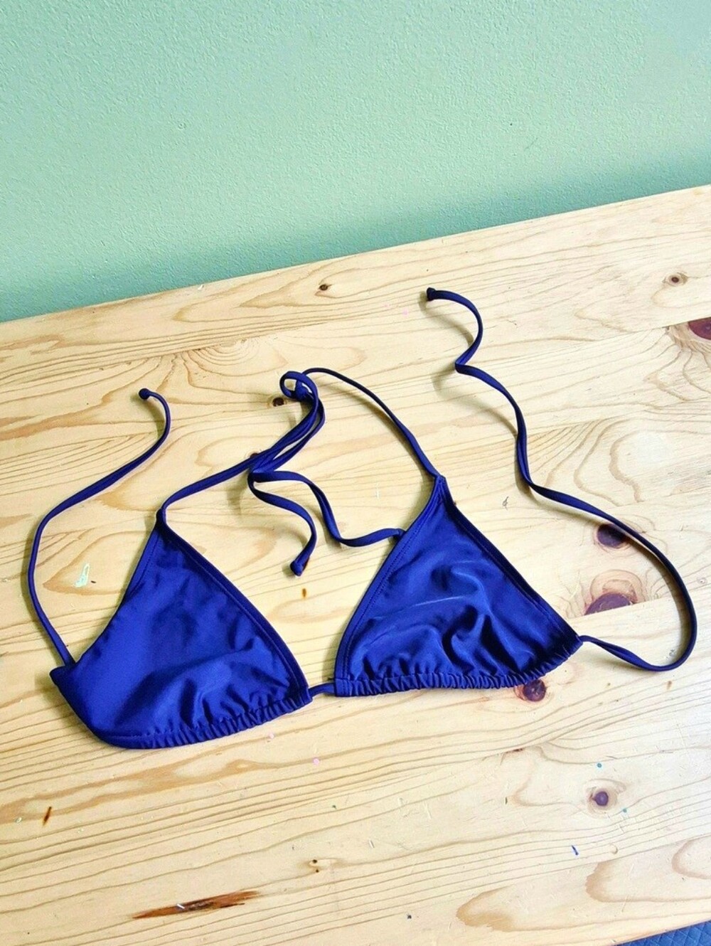 Ocean Blues String Triangle Bikini Top - Size Medium